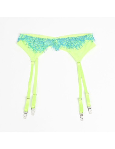 SUBBLIME - 955311 COMPLETO REGGISENO CON PIZZO E LINEE GIARRETRICI VERDE E BLU S/M