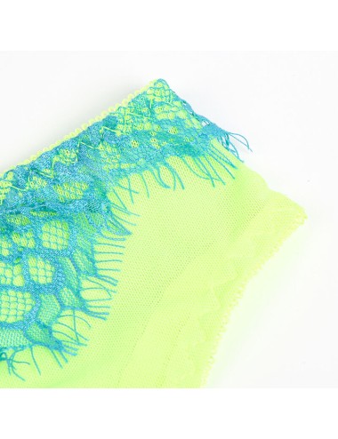 SUBBLIME - 955328 COMPLETO REGGISENO CON PIZZO E LINEE GIARRETRICI VERDE E BLU L/XL