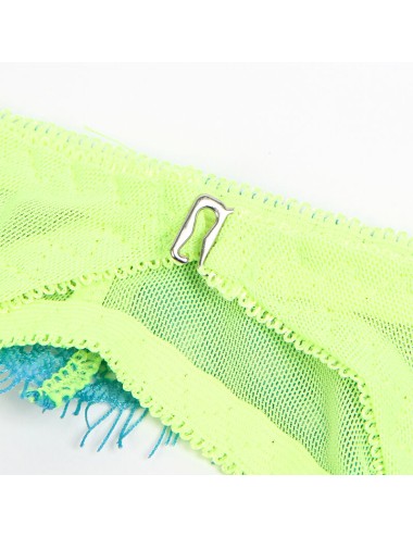 SUBBLIME - 955328 COMPLETO REGGISENO CON PIZZO E LINEE GIARRETRICI VERDE E BLU L/XL