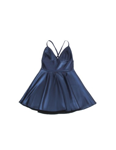 SUBBLIME - 955427 ABITO CON SPALLINE IN PELLE BLU L/XL