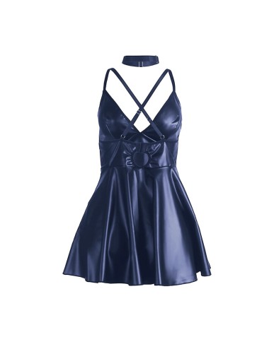 SUBBLIME - 955427 ABITO CON SPALLINE IN PELLE BLU L/XL