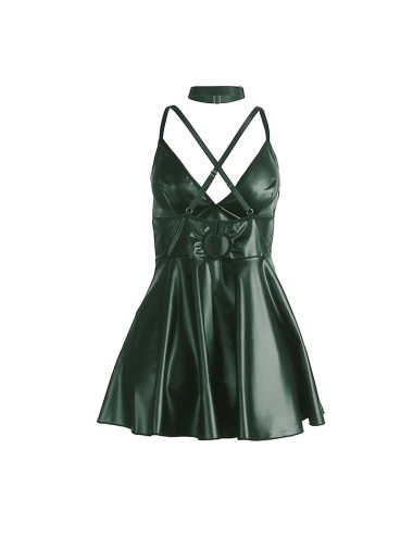 SUBBLIME - 955441 ABITO CON SPALLINE IN PELLE VERDE L/XL