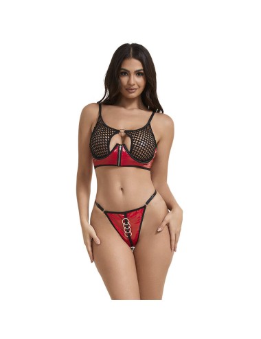 SUBBLIME - 955540 REGGISENO IN VERNICE ROSSA CON CERNIERA E REGGISENO A RETINO L/XL