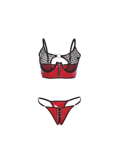 SUBBLIME - 955540 REGGISENO IN VERNICE ROSSA CON CERNIERA E REGGISENO A RETINO L/XL