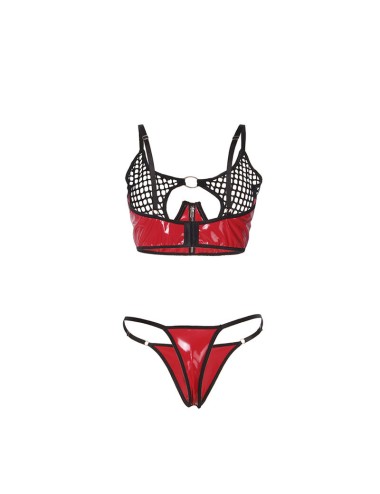 SUBBLIME - 955540 REGGISENO IN VERNICE ROSSA CON CERNIERA E REGGISENO A RETINO L/XL