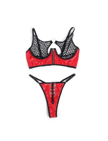 SUBBLIME - 955540 REGGISENO IN VERNICE ROSSA CON CERNIERA E REGGISENO A RETINO L/XL