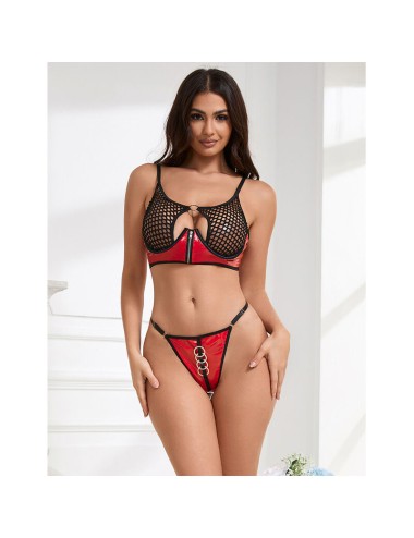 SUBBLIME - 955540 REGGISENO IN VERNICE ROSSA CON CERNIERA E REGGISENO A RETINO L/XL