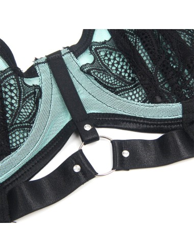 SUBBLIME - 955557 SET REGGISENO IN VERNICE VERDE CON CERNIERA S/M
