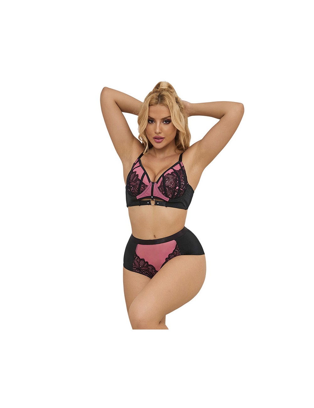 SUBBLIME - 955571 SET REGGISENO IN VERNICE ROSA CON CERNIERA E REGGISENO A RETINO S/M