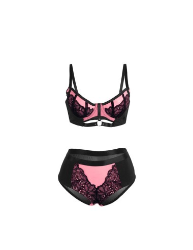 SUBBLIME - 955571 SET REGGISENO IN VERNICE ROSA CON CERNIERA E REGGISENO A RETINO S/M