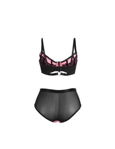 SUBBLIME - 955571 SET REGGISENO IN VERNICE ROSA CON CERNIERA E REGGISENO A RETINO S/M
