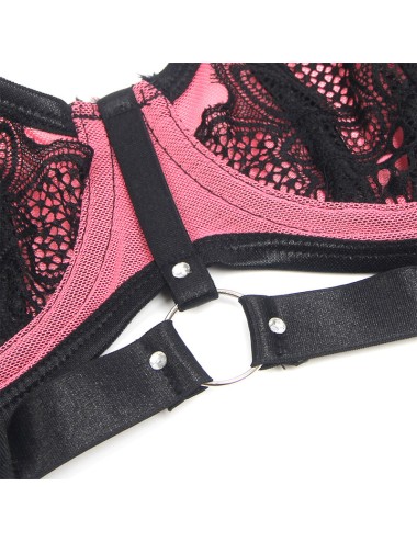 SUBBLIME - 955571 SET REGGISENO IN VERNICE ROSA CON CERNIERA E REGGISENO A RETINO S/M