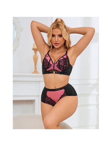 SUBBLIME - 955571 SET REGGISENO IN VERNICE ROSA CON CERNIERA E REGGISENO A RETINO S/M