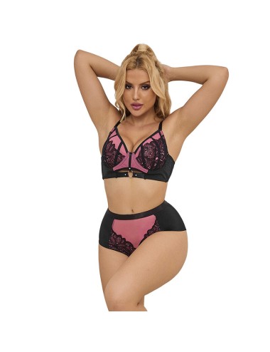SUBBLIME - 955588 SET REGGISENO IN VERNICE ROSA CON CERNIERA IN RETE L/XL