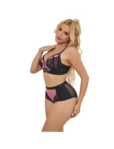 SUBBLIME - 955588 SET REGGISENO IN VERNICE ROSA CON CERNIERA IN RETE L/XL
