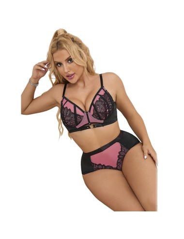 SUBBLIME - 955588 SET REGGISENO IN VERNICE ROSA CON CERNIERA IN RETE L/XL
