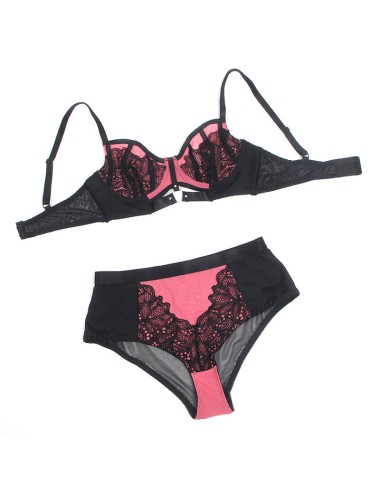 SUBBLIME - 955588 SET REGGISENO IN VERNICE ROSA CON CERNIERA IN RETE L/XL