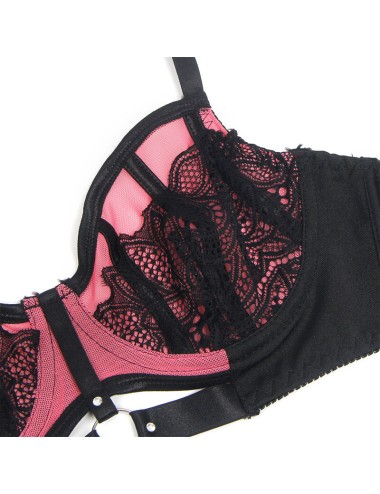 SUBBLIME - 955588 SET REGGISENO IN VERNICE ROSA CON CERNIERA IN RETE L/XL