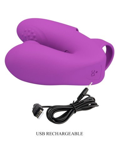 PRETTY LOVE - VIBRATORE DA DITA ATHENA CON STIMOLATORE CLITORIDEO VIOLA