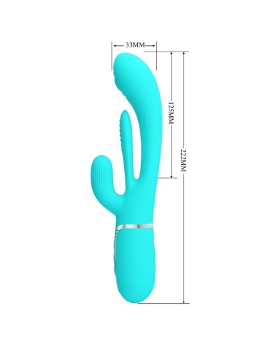 PRETTY LOVE - SHANIA TRIPLE RABBIT VIBRATORE MULTIFUNZIONE 3 IN 1 BLU