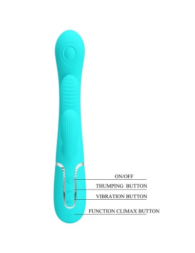 PRETTY LOVE - SHANIA TRIPLE RABBIT VIBRATORE MULTIFUNZIONE 3 IN 1 BLU