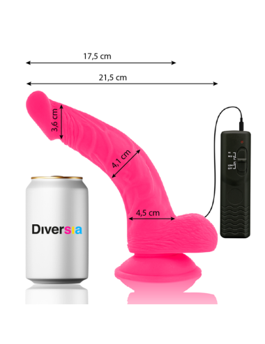DIVERSIA - DILDO VIBRANTE FLESSIBILE ROSA 21.5 CM -O- 4.5 CM