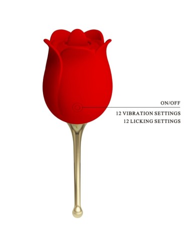 PRETTY LOVE - ROSE LOVER STIMOLATORE CLITORIDEO ROSE 12 VIBRAZIONI ROSSO