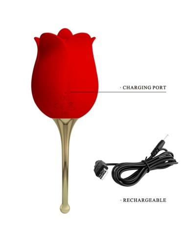 PRETTY LOVE - ROSE LOVER STIMOLATORE CLITORIDEO ROSE 12 VIBRAZIONI ROSSO