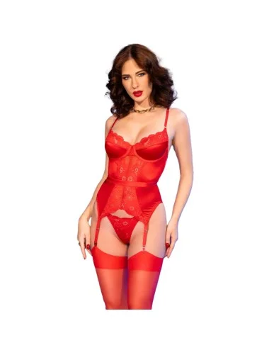 CHILIROSE - CR 4845 CORSETTO E CALZE ROSSO M