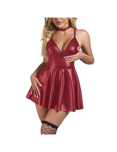 SUBBLIME - 955397 ABITO CON SPALLINE IN PELLE BORDEAUX S/M