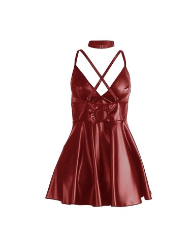 SUBBLIME - 955397 ABITO CON SPALLINE IN PELLE BORDEAUX S/M