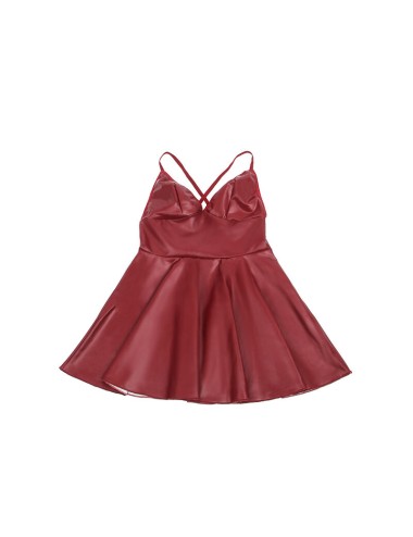 SUBBLIME - 955397 ABITO CON SPALLINE IN PELLE BORDEAUX S/M