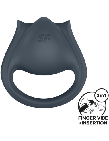 SATISFYER - PERFECT PAIR 2 MULTIVIBRATORE 2 IN 1 ANELLO PER PENE E STIMOLATORE PER DITA GRIGIO
