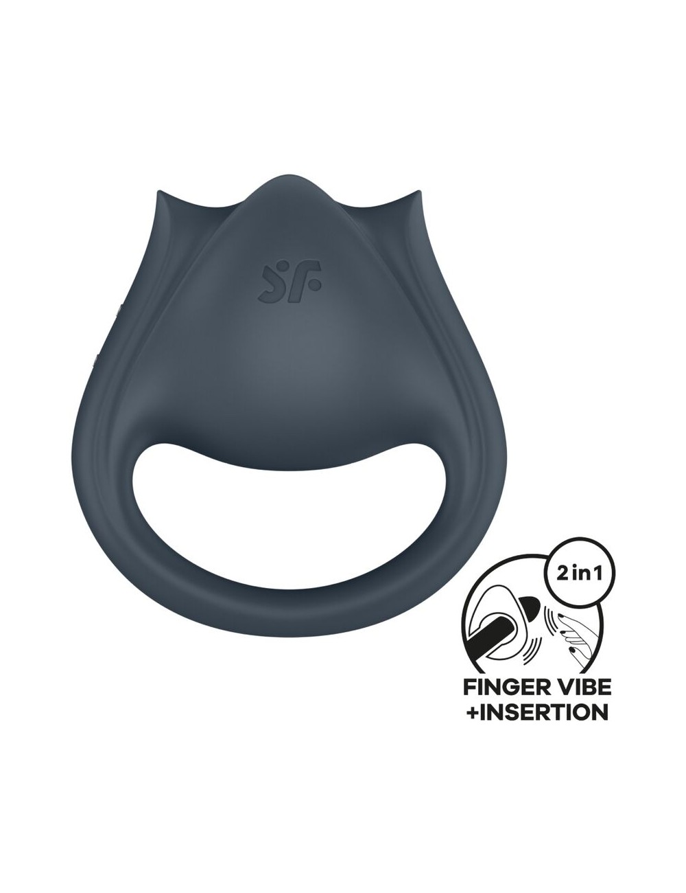 SATISFYER - PERFECT PAIR 2 MULTIVIBRATORE 2 IN 1 ANELLO PER PENE E STIMOLATORE PER DITA GRIGIO