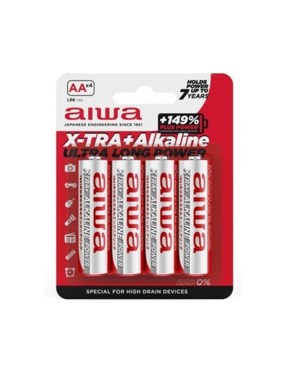 AIWA - X-TRA ALKALINE AA BATTERIA ALCALINICA LR6 BLISTER*4 AIWA - X-TRA ALKALINE AA BATTERIA ALCALINICA LR6 BLISTER*4