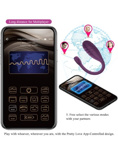 PRETTY LOVE - VIBRATORE CONTROLLATO DA APP LEVIATHAN VIOLA