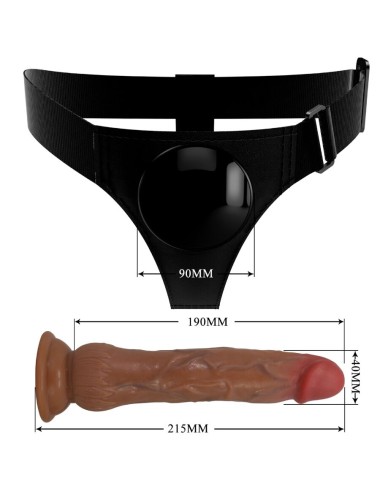 PRETTY LOVE - KYTON UNIVERSAL HARNESS SLIP CON DILDO SQUIRTING 19 CM MULATO