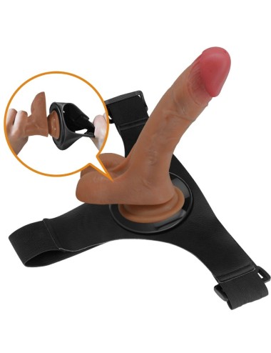 PRETTY LOVE - SLIP UNIVERSALE CON DILDO VIBRANTE E SQUIRTING 15,5 CM MULATO
