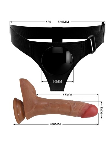 PRETTY LOVE - SLIP UNIVERSALE CON DILDO VIBRANTE E SQUIRTING 15,5 CM MULATO