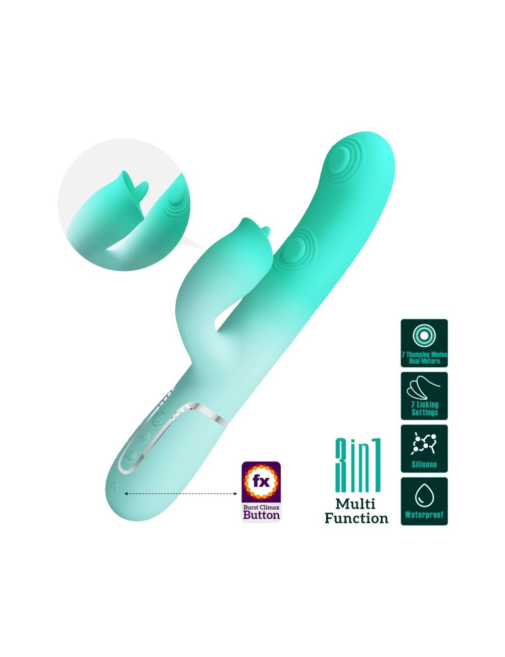 PRETTY LOVE - VIBRATORE MULTIFUNZIONE CONIGLIO GIGI VERDE ACQUA PRETTY LOVE - VIBRATORE MULTIFUNZIONE CONIGLIO GIGI VERDE ACQUA