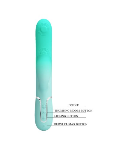 PRETTY LOVE - VIBRATORE MULTIFUNZIONE CONIGLIO GIGI VERDE ACQUA