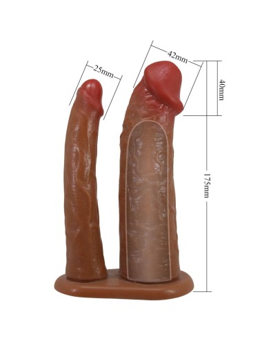 PRETTY LOVE - YAIRON DOPPIO GUAINA PER PENE CON ESTENSIONE 4 CM MULATTO