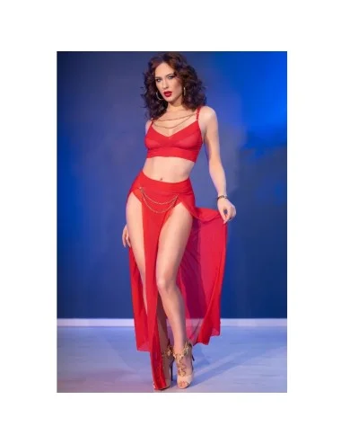 CHILIROSE - CR 4850 SET TOP E LEGGINGS ROSSI CON ACCESSORI DORATI S