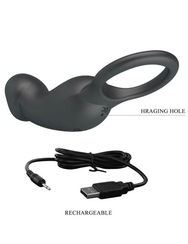 PRETTY LOVE - ANELLO ANALE E VIBRATORE WARREN BLACK