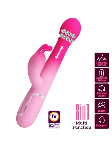 PRETTY LOVE - DEJON 3 IN 1 MULTIFUNZIONE VIBRATORE CONIGLIO ROSA