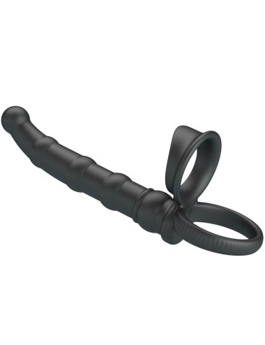PRETTY LOVE - TATUM ANELLO PER PENE VIBRANTE CON TAPPO 10 VIBRAZIONI NERO