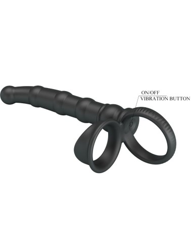 PRETTY LOVE - TATUM ANELLO PER PENE VIBRANTE CON TAPPO 10 VIBRAZIONI NERO