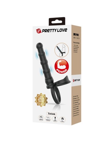 PRETTY LOVE - TATUM ANELLO PER PENE VIBRANTE CON TAPPO 10 VIBRAZIONI NERO
