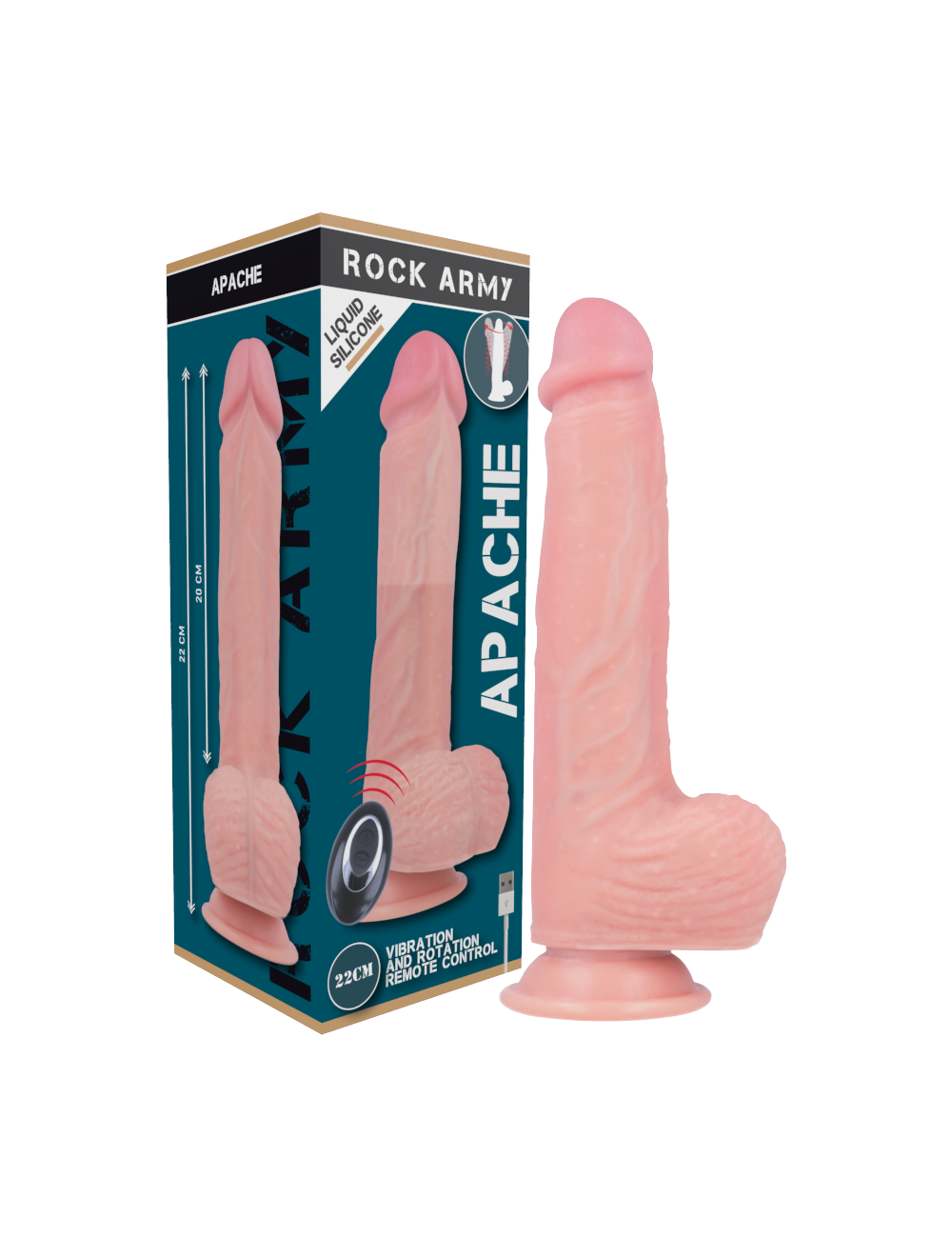 ROCKARMY - VIBRATORE IN SILICONE LIQUIDO TELECOMANDO PREMIUM APACHE 20.5 CM -O- 4.62 CM