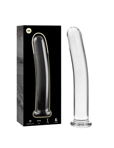 NEBULA SERIES BY IBIZA - MODELLO 8 DILDO IN VETRO BOROSILICATO TRASPARENTE 14.5 CM -O- 2 CM